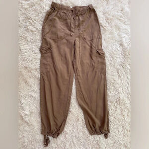 Thread & Supply Casual Cargo Pants elastic waist String Waist Tencel tan Size XS